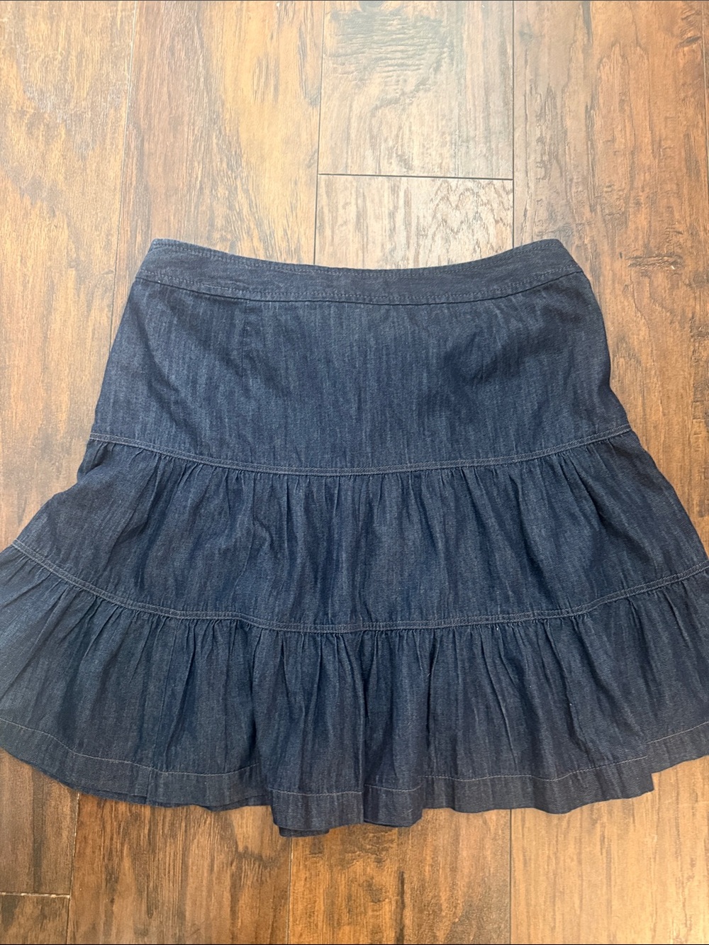 Ann Taylor Loft Blue Denim Tiered Jean Skirt Sz 8 - Picture 4 of 7